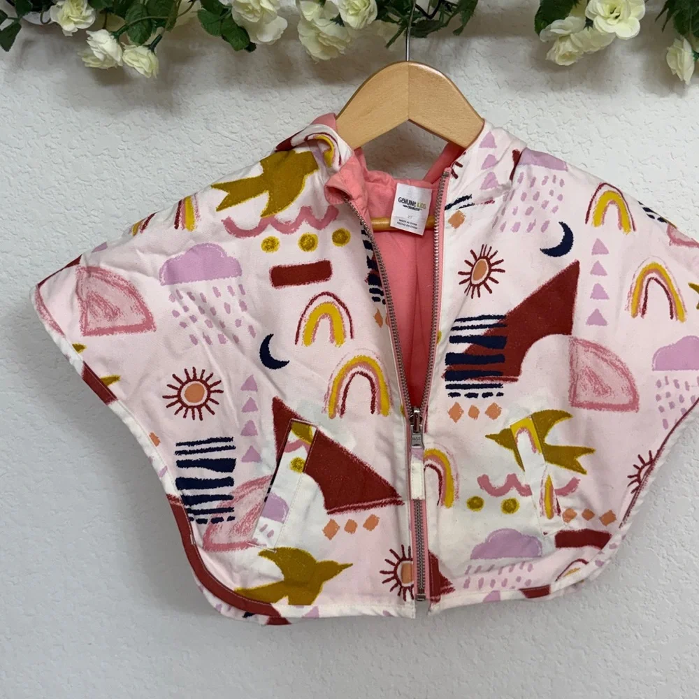 OshKosh • Reversible Rain Poncho with Colorful Boho Western Aztec Rainbow Print